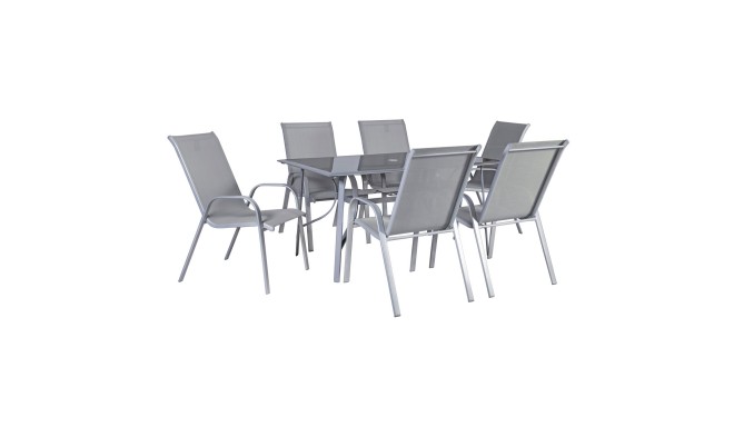 Aiamööbli komplekt DENVER laud ja 6 tooli (22106), 148x88xH72cm, lauaplaat: 5mm laineklaas, värvus: 