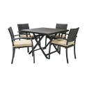 Aiamööbli komplekt STELLA laud ja 4 tooli (13145), alumiiniumraam plastikpunutisega, värvus: tumepru