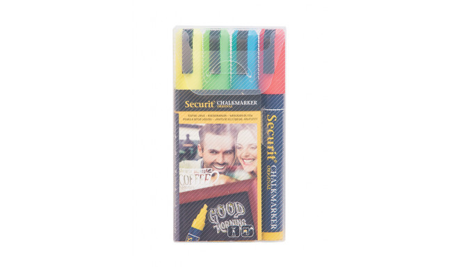 Tahvlimarkerid SECURIT Liquid Medium, kriiditahvlile 2-6mm, pakis 4 erinevat värvi/ kompl.
