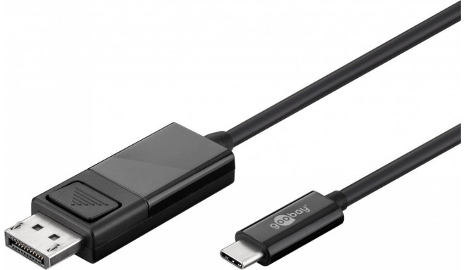 Adapterkaabel USB-C Displayport 1.2m, must, 4K*2K@60Hz, sobib Mac-ile