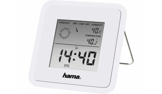 Termomeeter-hügromeeter Hama TH-50 valge, lauapealne, kell, äratuskell,  patarei CR2025