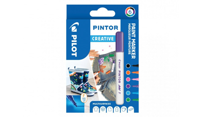 Marker Pilot Pintor, FINE 1-2,9mm, koonus ots, Creative 6värvi/kompl, veebaasil