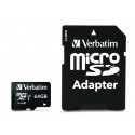 Mälukaart Secure Digital Verbatim MicroSDXC 64GB Pro Class10 UHS-1 U3 r90MB/sec w45MB7sec + SD-adapt