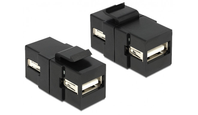 USB 2.0 A F / F keystone module, black