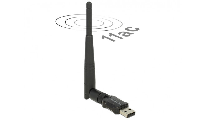 WiFi võrgukaart: USB, kuni 433Mbps, 2.4/5GHz 802.11ac/a/n/b/g, vahetatava antenniga