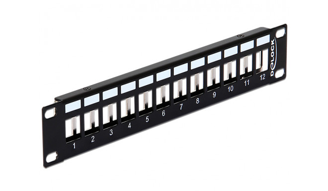 10″ Keystone Patch Panel 12 Port metal black