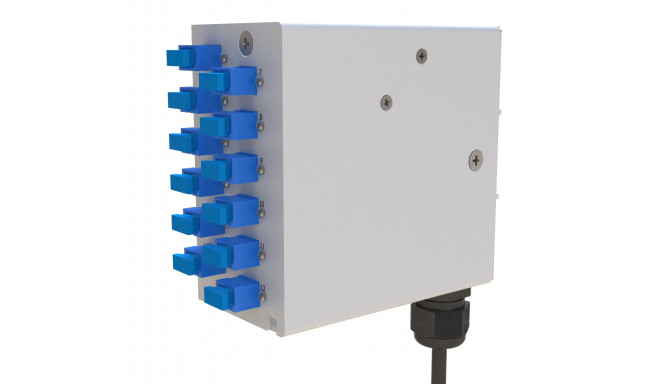 Din Rail box loaded with 12 x SC Simplex Multi Mode - Heat shrink type