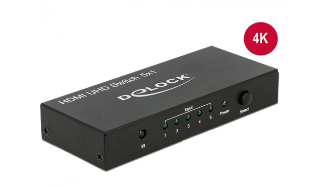 Delock HDMI UHD Switch 5 x HDMI in > 1 x HDMI out 4K