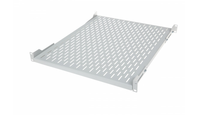 Fixed shelf 19´´, 1U, 350mm, 4-point mounting RAL 7035 grey