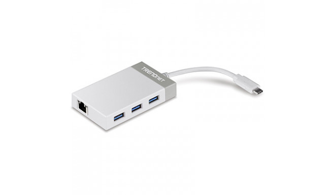 USB-C hub, 3xUSB 3.0 porti, 1xUSB-C pistik, 1xRJ45 Gigabit port, sobib ka Mac´ile