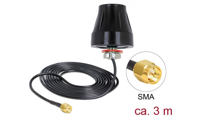 Delock LTE Antenna SMA 2 dBi 3 m RG-174 omnidirectional black outdoor