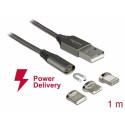 USB 2.0 kaabel A - USB-C, Micro - B, 8-pin Lighting, magnet konnektoriga, tekstiilist, metallist kes