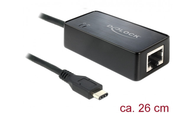 Võrgukaart: USB-C - RJ45 10/100/1000Mbps, ASIX, Auto MDI-X, must