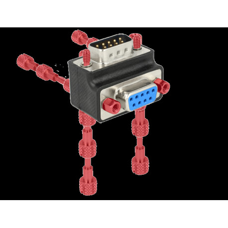 Adapter Sub-D 9 pin (M) - Sub-D 9 pin (F), 270° nurgaga, kruvikinnitusega
