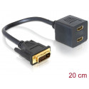 Üleminek DVI-D (M) - 2xHDMI (F) 20cm, kullatud kontaktid