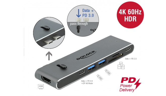 Delock Docking Station Dual USB Type-C™ with HDMI / USB 3.2 / SD / PD 3.0