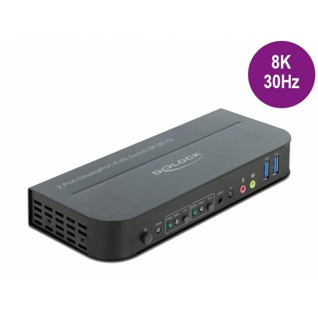 Delock DisplayPort 1.4 KVM Switch 8K 30 Hz with USB 3.0 and Audio