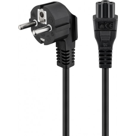 220V Toitekaabel 3.0m, must, CEE 7/7 pistik nurgaga - C5