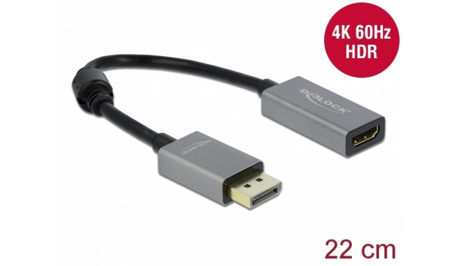 Üleminek DisplayPort (M) - HDMI (F), 4K@60Hz HDR, DP 1.4, Active