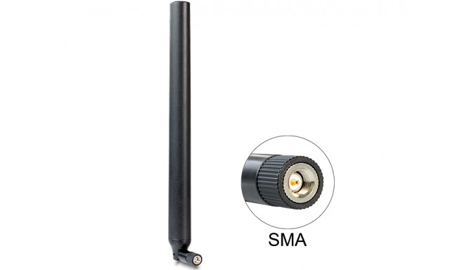 Delock LTE Antenna SMA plug 0.1 - 4.5 dBi omnidirectional with tilt joint black