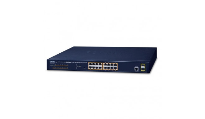 Switch: 16 x 10/100/1000Mbps PoE+, 2 x SFP, 1 x RJ-45 console, Layer 2/4, räkitav