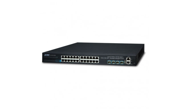 Layer 3 24-Port 10/100/1000T + 4-Port 10G SFP+ Stackable Managed Gigabit Switch
