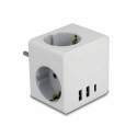 Harupesa 3-ne maandusega 250V (max 3680W), valge, 2x USB-A, 1x USB-C