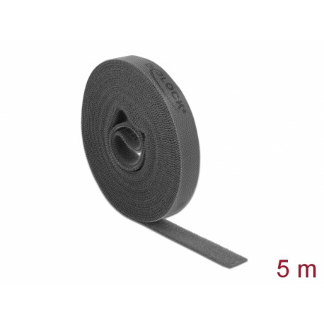 Delock Hook-and-loop tape on roll L 5 m x W 15 mm grey