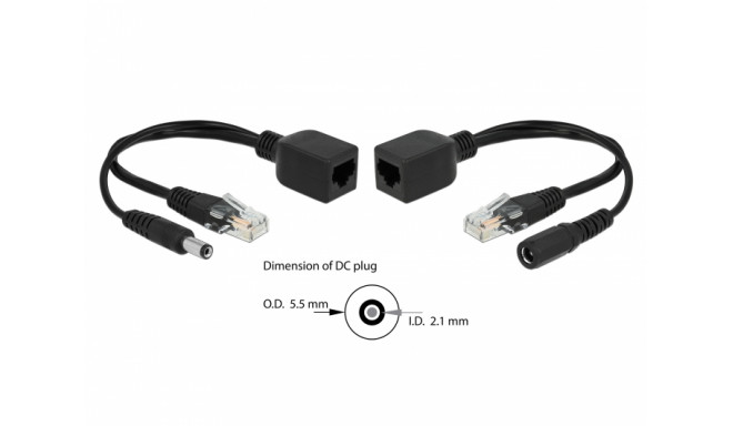 Delock Passive PoE Adapter Set RJ45 DC 5.5 x 2.1 mm