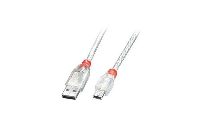 CABLE USB2 A TO MINI-B 0.5M/TRANSPARENT 41781 LINDY