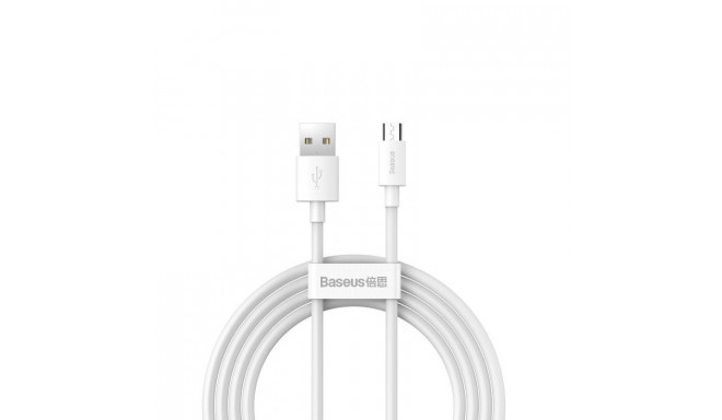 Baseus cable Simple Wisdom USB - microUSB 1,5 m 2,1A white 2 pcs