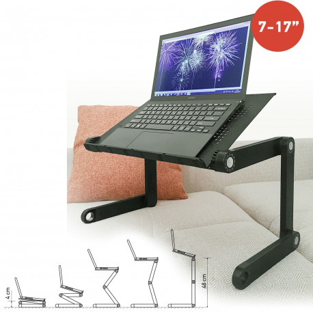 Wonder Worker Newton Laptop Table Desk Ergonomic Folding Bed Tray Cooling Pad Black