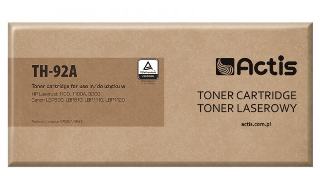 Actis TH-92A tooner (asendus HP 92A C4092A, Canon EP-22; standard; 2500 lehekülge; must)