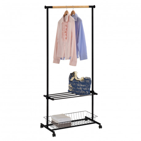 Clothes hanger trolley FOREST 80x36xH165cm, black/natural