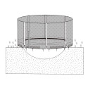 In-ground trampoline with enclosure and green pad D426cm