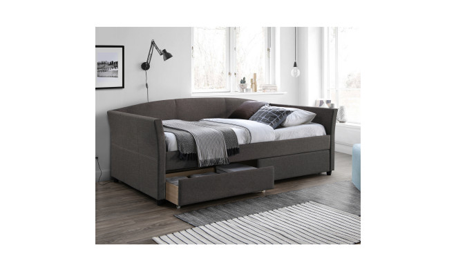Кровать GENESIS 90x200cм, с ящиками и матрасом HARMONY UNO, серый