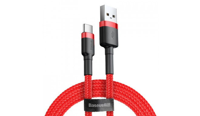 Kaabel USB2.0 pistik - USB C pistik, 0.5m, QC3.0, nailonist, punane BASEUS