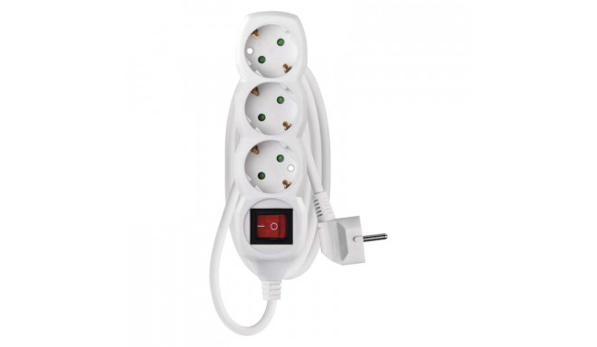 Current Extension cable 1.5m, 3x1.5 mm² 3 sockets + switch white