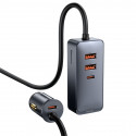 Auto kiirlaadija pikendusjuhtmega 12-24V 120W 2xUSB + 2xUSB-C, hall