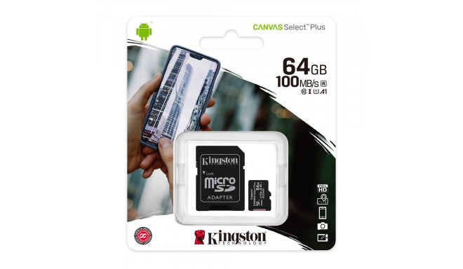 Kingston memory card Micro SDHC 64GB Class 10 CANVAS Select Plus