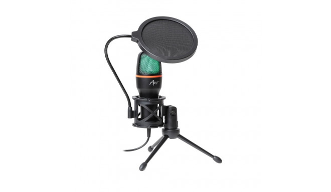 ART condenser stand microphone with mechanical filter and diaphragm with light tripod AC-02 black