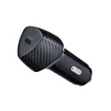 FORCELL CARBON car charger Type C 3.0 PD20W CC50-1C black (Total 20W) + cable for Type C PD60W
