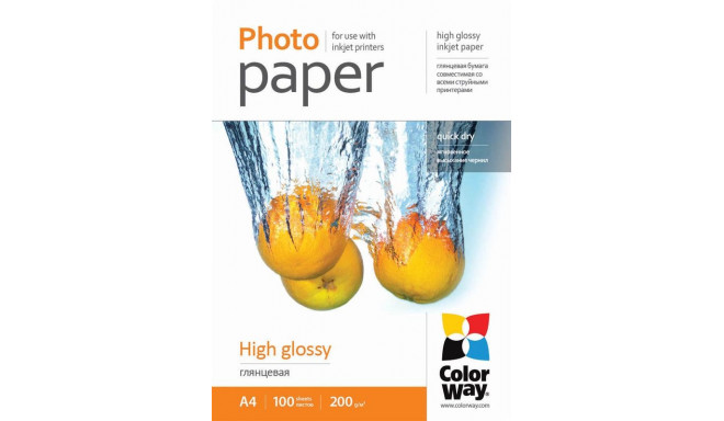 Fotopaber ColorWay A4, 200 g/m², 100 lehte, Läikiv