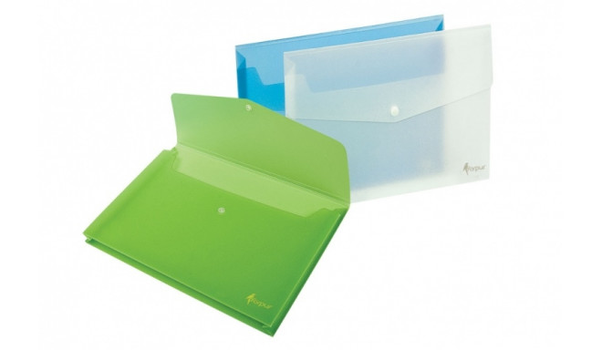 Folder with print Forpus, A4, plastic, with extension, blue, transparent