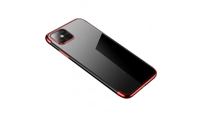 Clear Color case TPU gel cover with metallic frame for Samsung Galaxy S22 + (S22 Plus) red