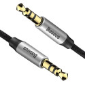 Stereo audio kabel Baseus Yiven M30 AUX 3,5 mm samec mini jack 1,5 m stříbrno-černý (CAM30-CS1)