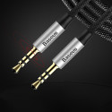 Stereo audio kabel Baseus Yiven M30 AUX 3,5 mm samec mini jack 1,5 m stříbrno-černý (CAM30-CS1)