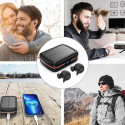 Bezdrátová sluchátka Choetech TWS vodotěsná se solárním panelem a vestavěnou 2500mAh powerbankou čer