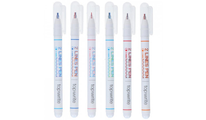 Topwrite - Zestaw długopisów kulkowych z podwójną linią 6 elementów