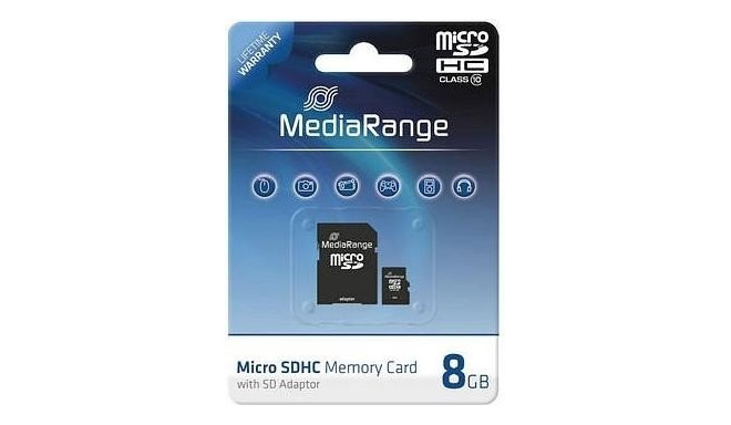 Media Range 8 GB microSD, memory card (black, Class 10)